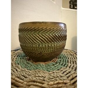Vintage Glazed Ceramic Textured Decorative Bowl Planter pot 4" Tall